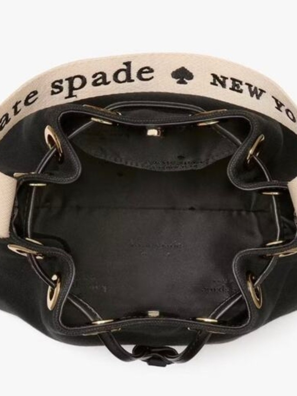 kate spade Black Canvas Bucket Bag with Cream Strap brand new - Picture 2 of 5